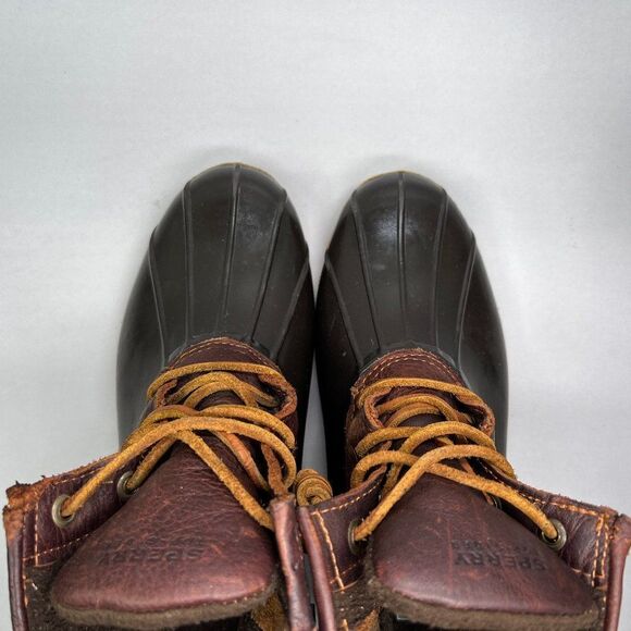 Sperry Women's Size 7.5 Saltwater Brown Leather Duck Boots - Picture 10 of 13